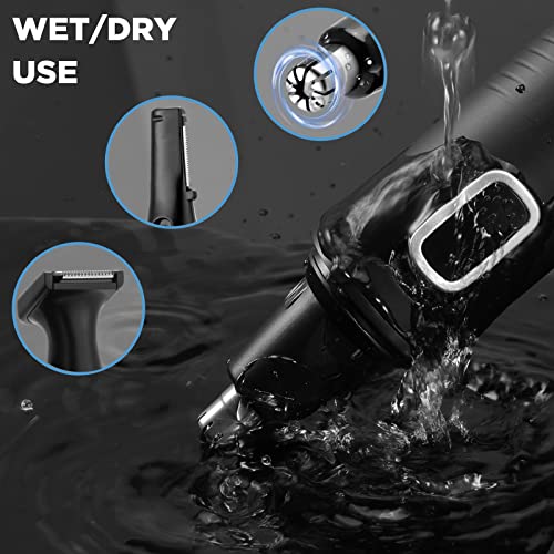 Nose Hair Trimmer for Men Rechargeable 3-IN-1 Versatile nose hair trimmer Professional Painless Hair Trimmer for Nose Ear Beard Facial Pubic Hair Trimmer for Men, Wet or Dry Use,Dual Edge Blades