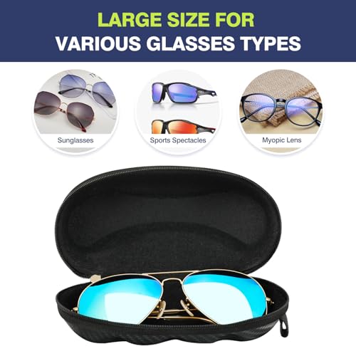 MoKo Semi Hard Sunglasses Case with Hook, Black