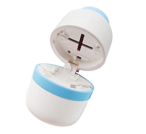 Safety Hidden Blade Pill Cutter and Storage for Splitting Small and Large Tablet Into Half or Quarter (Blue)