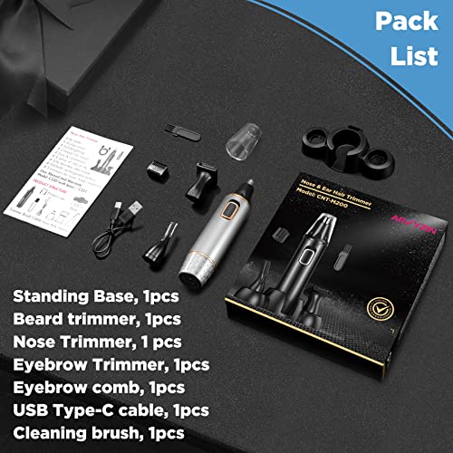 Nose Hair Trimmer for Men Rechargeable 3-IN-1 Versatile nose hair trimmer Professional Painless Hair Trimmer for Nose Ear Beard Facial Pubic Hair Trimmer for Men, Wet or Dry Use,Dual Edge Blades