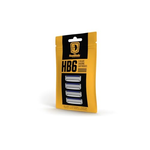 HeadBlade HB6 Refill Blades - 6 Stainless Steel Blades for No Tugging or Pulling, Shave Less, Works for Face, Body, and Scalp