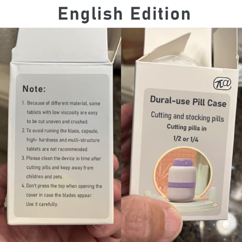 Pill Cutter - Pill Splitter with Stainless Steel Blade for Cutting Small Pills or Large Pills in Half or Quarter, Suitable for Cuting Vitamins, Tablets