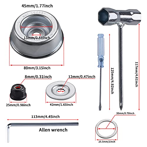 PLUMIA (2-Set 10" x 3 Teeth Carbon Steel Brush Cutter Weed Eater Blades with Blade Adapter Attachment for 20mm or 25.4mm Arbor - Compatible with Husqvarna, Stihl, Ego, and More