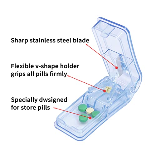 Pill Cutter, Pill Crusher, Pill Splitter, Pill Cutter for Small or Large Pills Professional, Pill Cutter and Splitter with Dispenser, Sturdy Cutting Blade