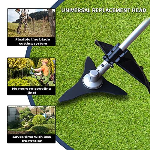 PLUMIA (2-Set 10" x 3 Teeth Carbon Steel Brush Cutter Weed Eater Blades with Blade Adapter Attachment for 20mm or 25.4mm Arbor - Compatible with Husqvarna, Stihl, Ego, and More