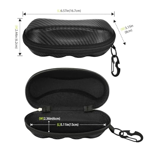 MoKo Semi Hard Sunglasses Case with Hook, Black