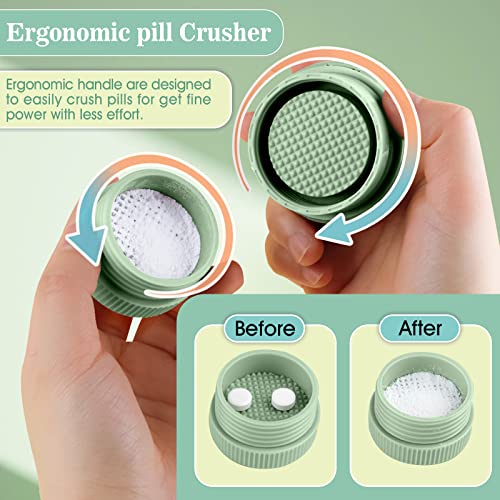Pill Cutter Splitter with Dispenser, Pill Cutter for Small or Large Pills, Crushes Pills, Vitamins, Tablets, Stainless Steel Blade, Removable Drinking Cup (Green-1)