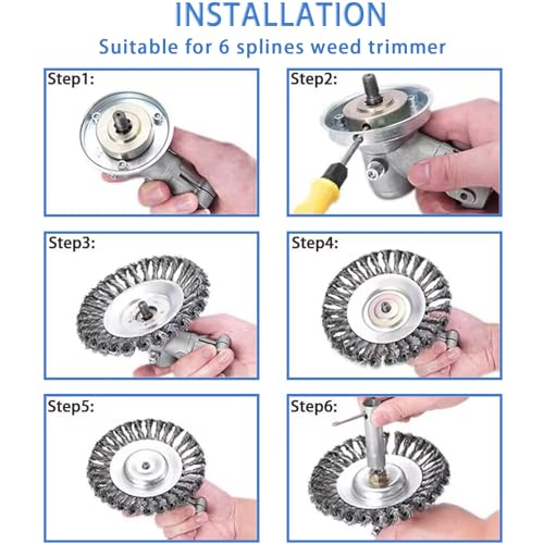 IRmm 8 Inch Unbreakable Wired Trimmer Blade, Weed Eater Head, Steel Wire Rotary Brush Cutter Trimmer Head, Wire Trimmer Head for Moss Grass Rust Removal, Paving Stone, Pavement Joints or Driveway