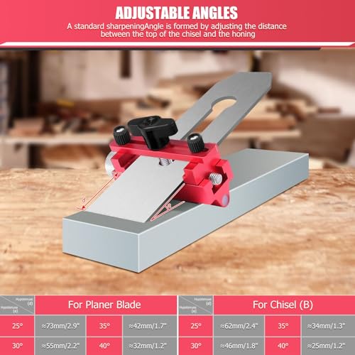 SLIIMU Honing Guide Tool, Aluminum Alloy Honing Guide for Chisels and Planes, Chisel Sharpening Jig for Woodworking, Fits Chisels or Planer Blades 0 to 2.6"