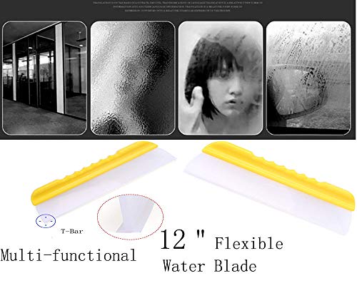 Forgrace 12 Inch Flexible Silicone Squeegee T-Bar Water Blade for Car or Home Glass Yellow Handle