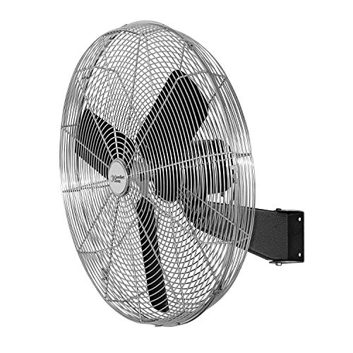 Comfort Zone Oscillating High Velocity Industrial Wall Fan, 30 inch, 2 Speed, All Metal, Adjustable Angle & Tilt, Steel Mounting Bracket, Aluminum Blades, Ideal for Garage or Workshop, CZHVW30EX