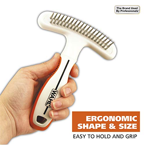Wahl 2-in-1 Combination Double Row Pet Rake with Hair Shedding Blade for Dog or Cat Fur by The Brand Used by Professionals – Model 858424