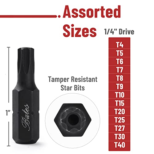 Bates Tamper Proof Torx Bit Set, 13 Pieces