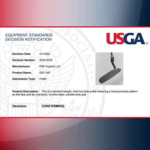 GoSports GS1 Tour Golf Putter – 34” Right-Handed Blade Putter with Milled Face, Choose Oversized Fat Grip or Traditional Grip, Silver