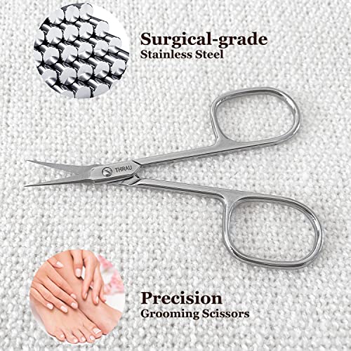 THRAU Cuticle Scissors Extra Fine for Women and Men, Profession Stainless Steel with Precise Pointed Tip Grooming Blades, Manicure, Pedicure, or Trim Nail, Eyebrow, Eyelash, and Dry Skin