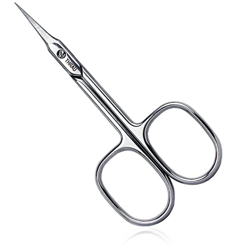 THRAU Cuticle Scissors Extra Fine for Women and Men, Profession Stainless Steel with Precise Pointed Tip Grooming Blades, Manicure, Pedicure, or Trim Nail, Eyebrow, Eyelash, and Dry Skin