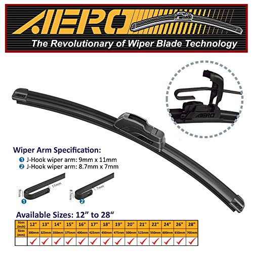 AERO Voyager 12" OEM Quality Premium All-Season Beam J-Hook Windshield Wiper Blade (Fits J or U Hook Wiper Arms ONLY)
