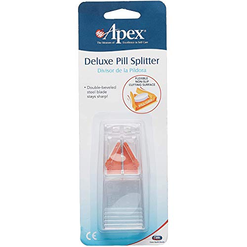 Apex Deluxe Pill Splitter - Pill Splitter with Retracting Blade Guard - for Cutting Small Pills or Large Pills in Half