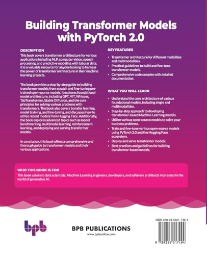 Building Transformer Models with PyTorch 2.0: NLP, computer vision, and speech processing with PyTorch and Hugging Face (English Edition)