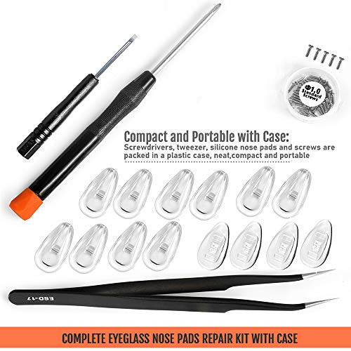 TEKPREM Eyeglasses Nose Pads Repair Kit with Accessories