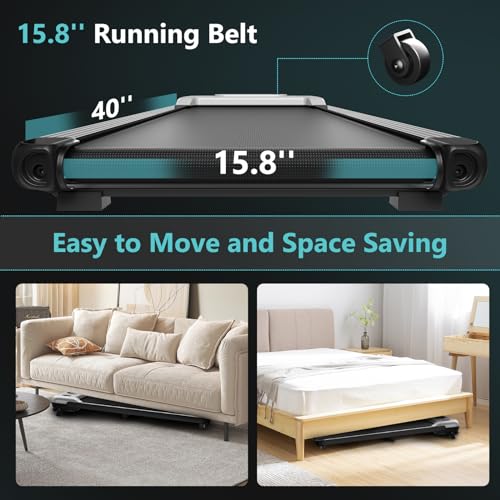 Walking Pad with Incline, Under Desk Treadmill for Home Office, 2.5HP Portable Treadmills with Panel & Remote Control, 4 in 1 Walking Running Machine Manual Incline, Compact Treadmill 265LB Capacity