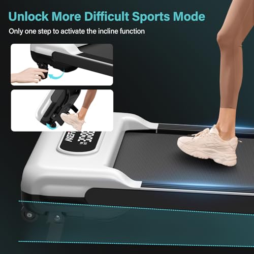 Walking Pad with Incline, Under Desk Treadmill for Home Office, 2.5HP Portable Treadmills with Panel & Remote Control, 4 in 1 Walking Running Machine Manual Incline, Compact Treadmill 265LB Capacity