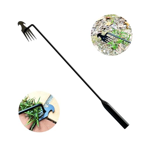 XFJTECH Weed Puller Tool 2024 Upgrade Artifact Uprooting Weeding Tool Length of 19.69in Stainless Steel Multifunctional 4 Teeths Manual Weeders for Garden, Yard, and Farm (1Pc)