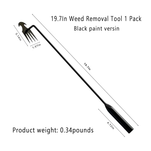 XFJTECH Weed Puller Tool 2024 Upgrade Artifact Uprooting Weeding Tool Length of 19.69in Stainless Steel Multifunctional 4 Teeths Manual Weeders for Garden, Yard, and Farm (1Pc)