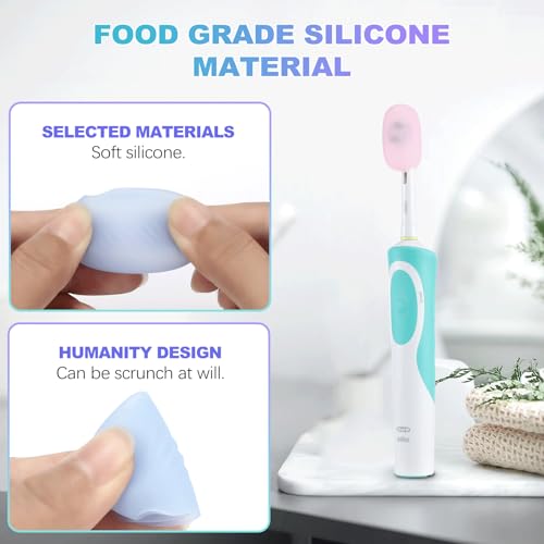 Lapfoon 6 Packs Toothbrush Covers, Silicone Toothbrush Covers Caps for Electric Toothbrush Replacement Heads & Manual Toothbrush