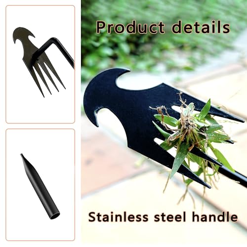 XFJTECH Weed Puller Tool 2024 Upgrade Artifact Uprooting Weeding Tool Length of 19.69in Stainless Steel Multifunctional 4 Teeths Manual Weeders for Garden, Yard, and Farm (1Pc)