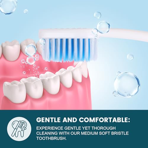 Navona 30 PCS Individually Wrapped Bulk Toothbrushes, Colorful Manual Disposable Travel Toothbrush Set for Adult or Kid, Ergonomics Handle, Medium Soft Bristles, Perfect for Travel, Hotels, Donations
