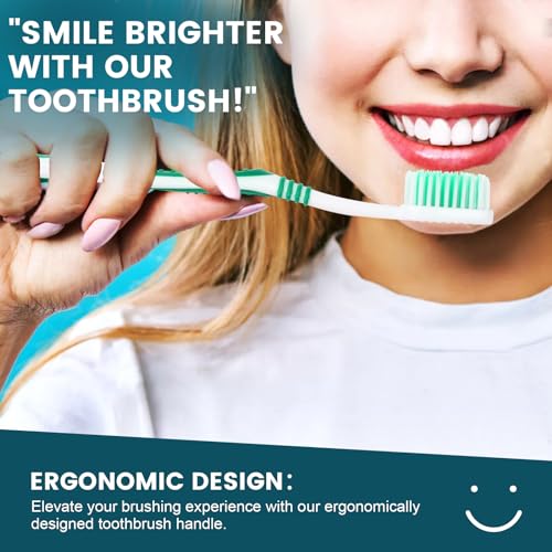 Navona 30 PCS Individually Wrapped Bulk Toothbrushes, Colorful Manual Disposable Travel Toothbrush Set for Adult or Kid, Ergonomics Handle, Medium Soft Bristles, Perfect for Travel, Hotels, Donations