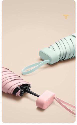miliyadexin Multiple Color Options Mini Umbrella For Purse, Small Travel Umbrella Compact Mini Waterproof Umbrellas for Rain, Suitable for Women Purse and Pocket, Manual-Opening (Wutong Apricot)