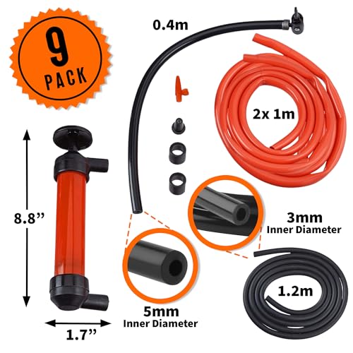 MeasuPro Siphon Hand Pump For Water - 15" Manual Water Pump, Gas Siphon Kit, Hand Bilge Pump With High Suction For Water Removal, Fuel Liquid Transfer