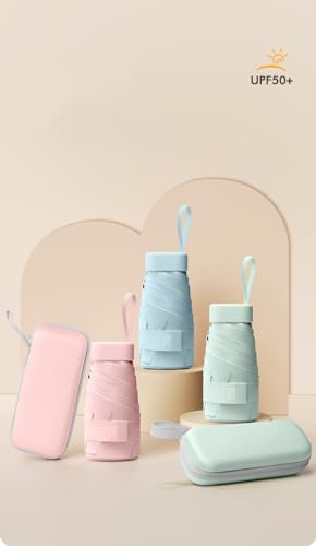 miliyadexin Multiple Color Options Mini Umbrella For Purse, Small Travel Umbrella Compact Mini Waterproof Umbrellas for Rain, Suitable for Women Purse and Pocket, Manual-Opening (Wutong Apricot)