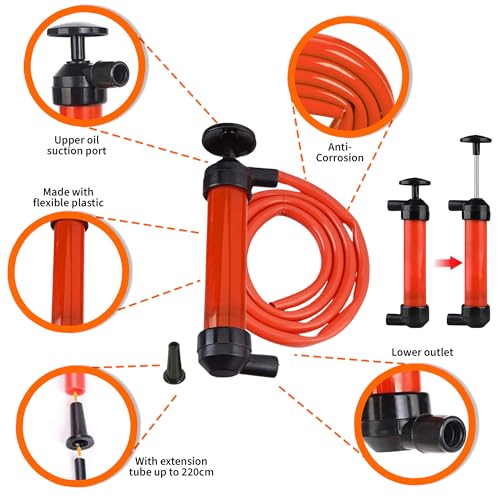 MeasuPro Siphon Hand Pump For Water - 15" Manual Water Pump, Gas Siphon Kit, Hand Bilge Pump With High Suction For Water Removal, Fuel Liquid Transfer