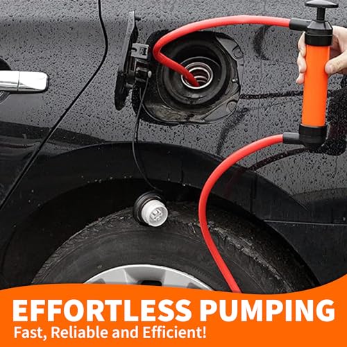 MeasuPro Siphon Hand Pump For Water - 15" Manual Water Pump, Gas Siphon Kit, Hand Bilge Pump With High Suction For Water Removal, Fuel Liquid Transfer