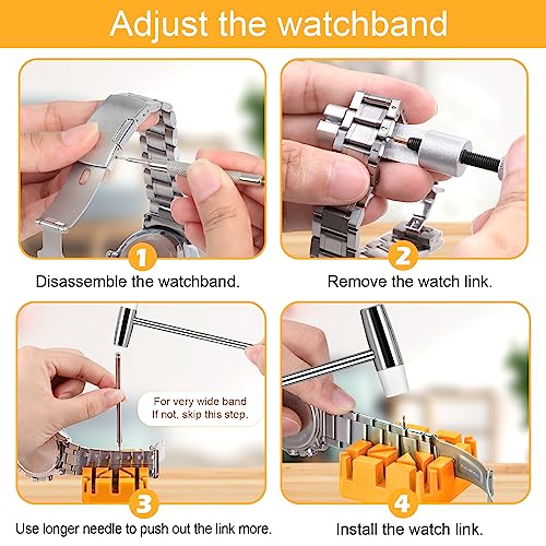 JOREST Watch Link Removal Tool, Watch Band Tool Kit, Repair Kit for Watch Bracelet Adjustment and Replacement and Resizing, With User Manual, Watch Link Remover, 20PCS Spring Bars, 13PCS Spare Needle