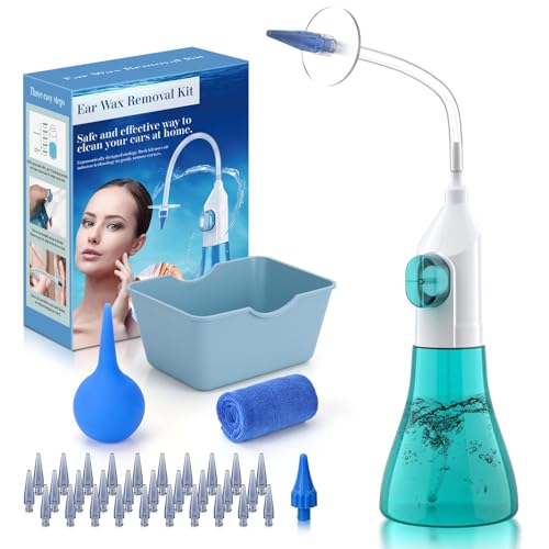 WEUANY Ear Wax Removal, Ear Cleaner, Earwax Removal Kit, Manual Ear Irrigation Flushing System, Ear Cleaning Kit, Safe and Effective to Clean Ear Built Up Wax