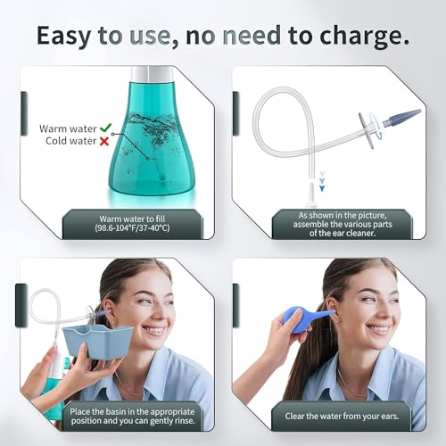 WEUANY Ear Wax Removal, Ear Cleaner, Earwax Removal Kit, Manual Ear Irrigation Flushing System, Ear Cleaning Kit, Safe and Effective to Clean Ear Built Up Wax