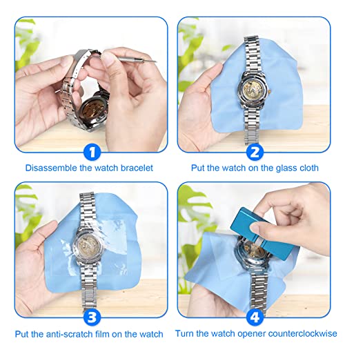JOREST Watch Battery Replacement Kit, Watch Back Remover for Rotate Open Watch Cover, Watch Opening Tool, Watch Strap Removal, Watch Case Opener with Anti-scratch film, Spring Bar, Instruction Manual