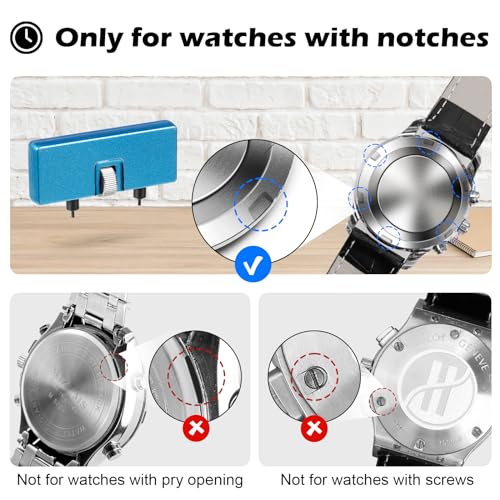 JOREST Watch Battery Replacement Kit, Watch Back Remover for Rotate Open Watch Cover, Watch Opening Tool, Watch Strap Removal, Watch Case Opener with Anti-scratch film, Spring Bar, Instruction Manual