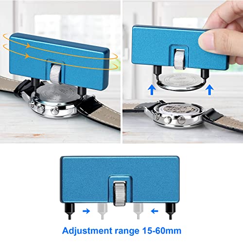 JOREST Watch Battery Replacement Kit, Watch Back Remover for Rotate Open Watch Cover, Watch Opening Tool, Watch Strap Removal, Watch Case Opener with Anti-scratch film, Spring Bar, Instruction Manual