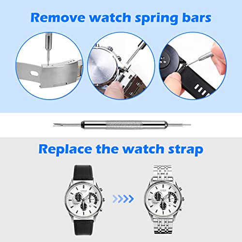 JOREST Watch Battery Replacement Kit, Watch Back Remover for Rotate Open Watch Cover, Watch Opening Tool, Watch Strap Removal, Watch Case Opener with Anti-scratch film, Spring Bar, Instruction Manual