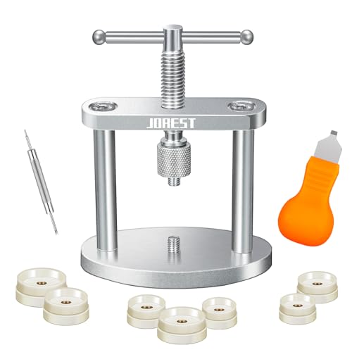 JOREST Watch Press Tool Set, Watch Back Case Closer for Closing the Watch Cover, Watch Battery Replacement, Watch Opener Remover, Watch Repair Kit for 22mm-42mm Round Dials, with Instruction Manual