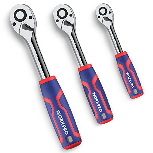 WORKPRO 3-Piece Ratchet Set with 72-Tooth Drive Socket