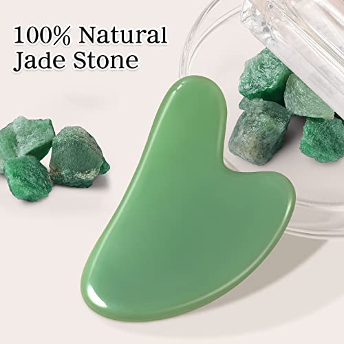 rosenice Gua Sha Facial Tools Guasha Tool Gua Sha Jade Stone Manual Massage Sticks for Jawline Sculpting and Puffiness Reducing for Face Body Relieve Muscle Tensions Reduce Festive Gifts