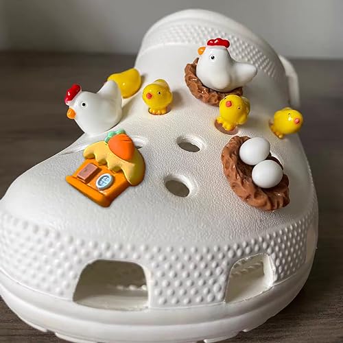 8PCS Shoes Charms 3D Chicken Different Shoe Charms Cute Matching Shoe Decoration Manual Shoe Accessories for Girl Boys Men Women…