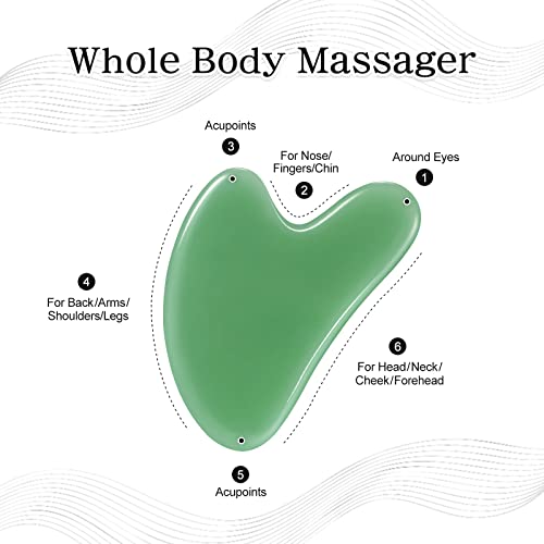 rosenice Gua Sha Facial Tools Guasha Tool Gua Sha Jade Stone Manual Massage Sticks for Jawline Sculpting and Puffiness Reducing for Face Body Relieve Muscle Tensions Reduce Festive Gifts