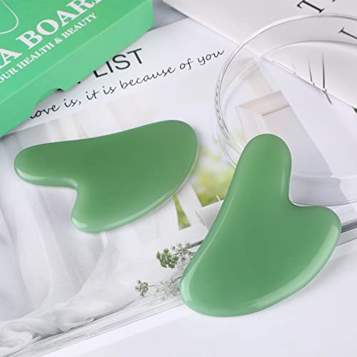 rosenice Gua Sha Facial Tools Guasha Tool Gua Sha Jade Stone Manual Massage Sticks for Jawline Sculpting and Puffiness Reducing for Face Body Relieve Muscle Tensions Reduce Festive Gifts